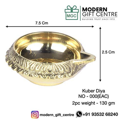 Modern Gift Centre - Set of 2 Pure Brass Kuber Diya 1 inch by printology