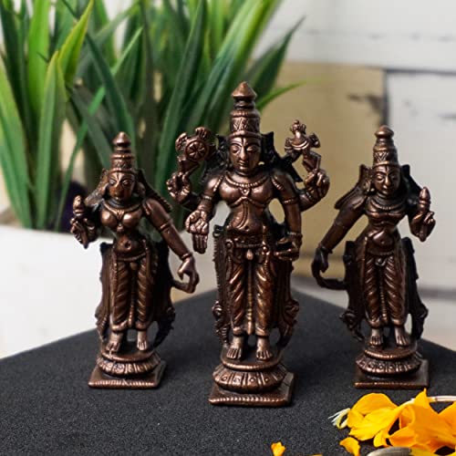 Bhimonee Decor , 2.75 inches, Handmade Copper Balaji Idol Set, 120 Grams, Patina Antique Finish, Pack of 1 Piece
