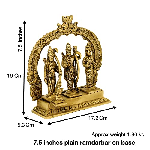 Bhimonee Decor Brass Ram Darbar Idol for Home Décor, 1.86 kg, 7.5 inches, Brass Black Antique Finish, 1 Piece