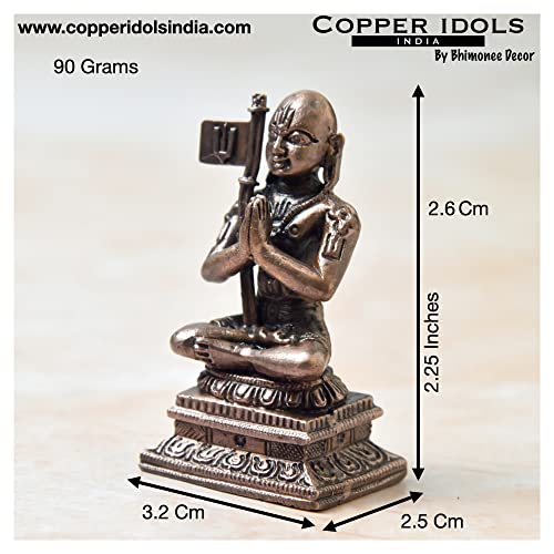 Copper Idols India Handmade Shri Ramanuja Idol  Dimensions