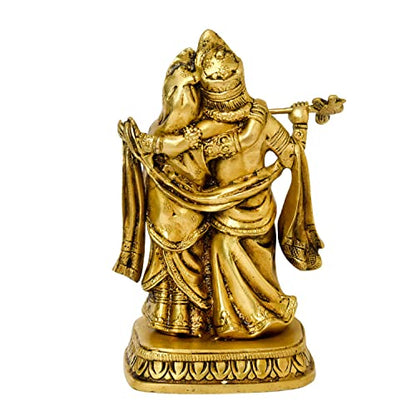 Bhimonee Decor Brass Radha Krishna Idol for Home Décor, 2.15 kg, 8.5 inches, Brass Black Antique Finish, 1 Piece