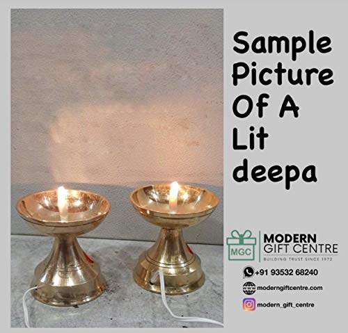 Pure Brass Neeranjan Electric Gold Bulb Lights Diya  Bhimonee Decor