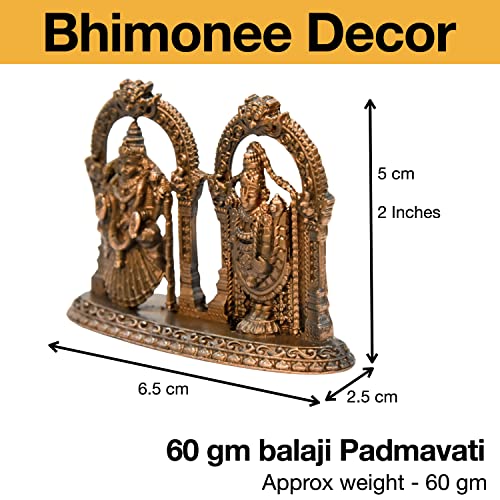 Handmade Copper Balaji with Padmavati Lakshmi Idol Dimensions