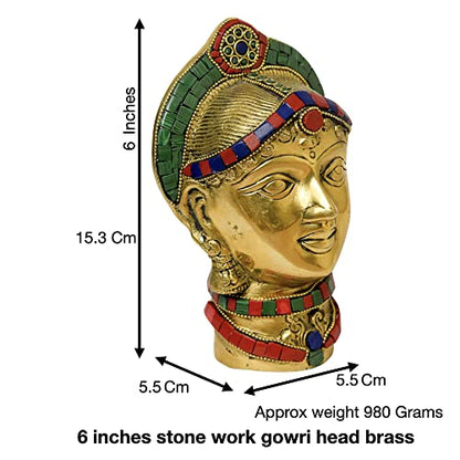 Brass Stone Work Gowri Head Size