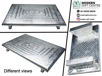 Fancy Aluminium Foil Designer 21x15 Rectangle Chowki Rajwadi Work Top View