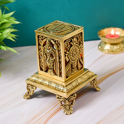 Bhimonee Decor Pure Brass Plain Pooja Lamp for Home Decor, 6 inches, 1.85 kg, Pack of 1 pcs