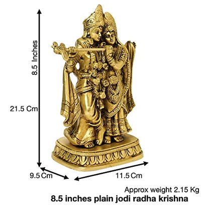 Bhimonee Decor Brass Radha Krishna Idol for Home Décor, 2.15 kg, 8.5 inches, Brass Black Antique Finish, 1 Piece