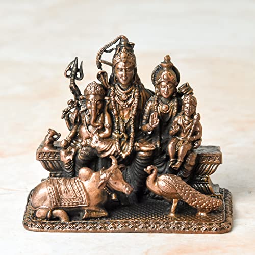 Handmade Copper Shiva Parivar Idol