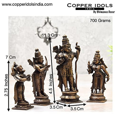 Copper Idols India Handmade Ram Parivar Idol Dimensions