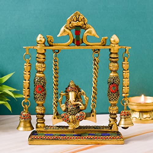 Brass Ganesha Idol with Jhula 