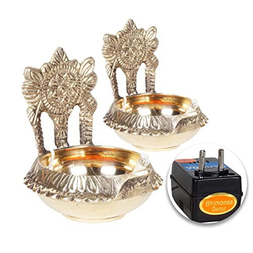 Pure Brass Shanku Chakra Kuber Electric Lights Diya 