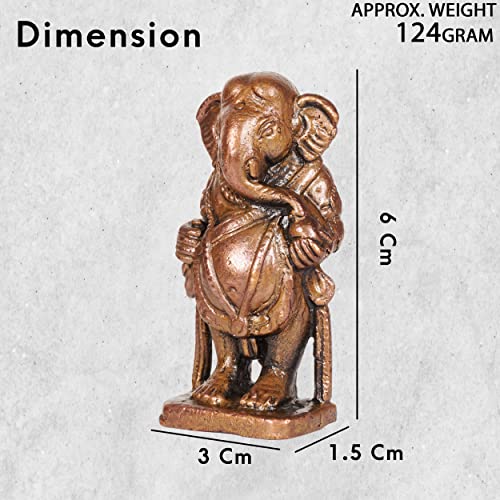  Handmade Copper Yedmunji Ganesha Idol 2.1 inches Dimensions