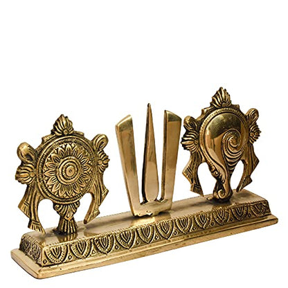 Buy Pure Brass Shanku Chakra Namah Showpiece for Pooja Front View