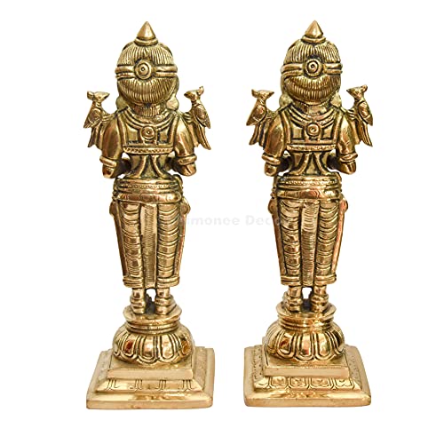 Bhimonee Decor by Modern Gift Centre Pure Brass 8.25 inches Pair Oil Lamp Deep Lady | Meenakshi Devi Holding Diya