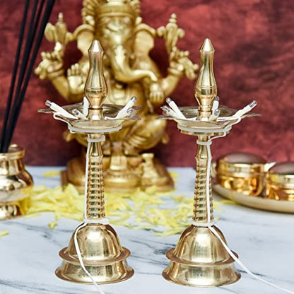 Pure Brass Electric Lighting Kerla Table Diya Bhimonee Decor