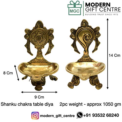 Printology Pure Brass Shanku Chakra Table Diya for Pooja Dimensions