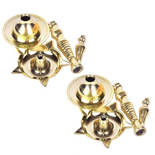 Modern Gift Centre - Set of 2 Pure Brass Kerla Fancy Diya | Samay Diya 11.5 inches by printology