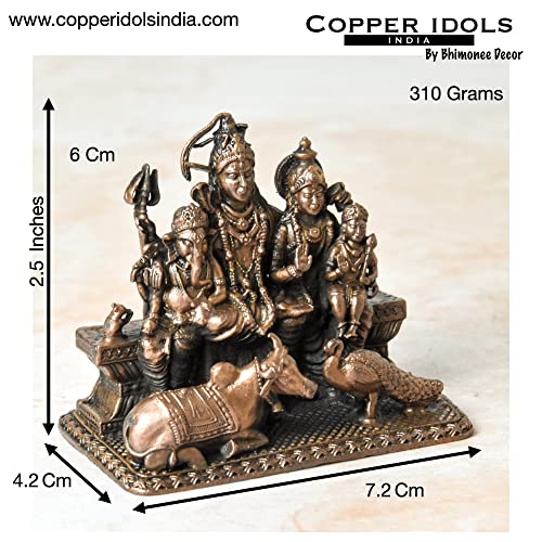 Handmade Copper Shiva Parivar Idol - 2.5 inches Dimension