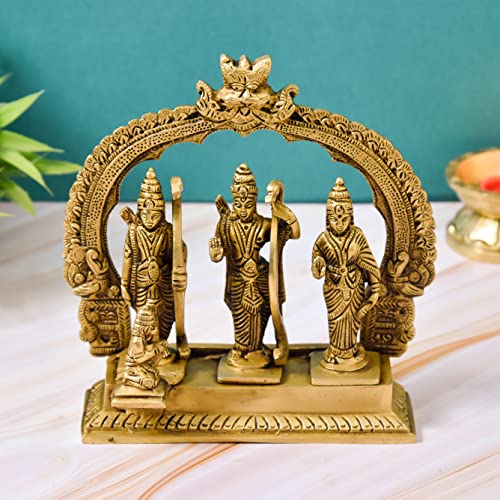 Bhimonee Decor Brass Ram Darbar Idol for Home Décor, 1.86 kg, 7.5 inches, Brass Black Antique Finish, 1 Piece