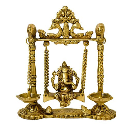 Brass Ganesha Idol with Jhula 9.75 Inches