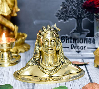 Bhimonee Decor Brass Adiyogi Shiva Idol for Home Decor, Gift & Puja, 1.60 Kg, 4.75 inches , Brass Black Antique Finish , 1 Piece