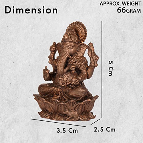  Handmade Copper Ganesha Idol 2 inches Dimensions