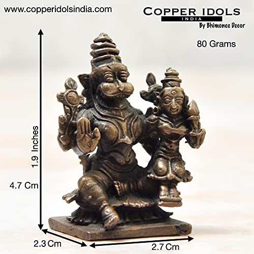 Copper Handmade Lakshmi Narasimha Idol Dimension