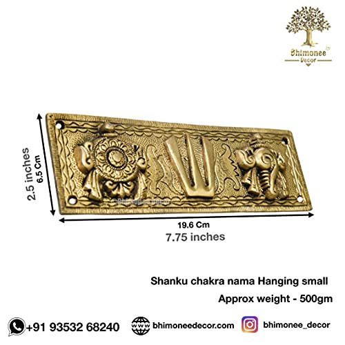 Pure Brass Shanku Chakra 7.75 X 2.5 inches Hanging Wallplate Dimension