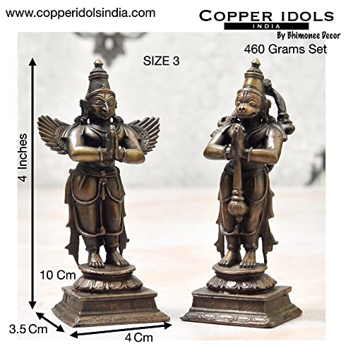 Copper Garuda Hanuman Set 4 inch Dimension