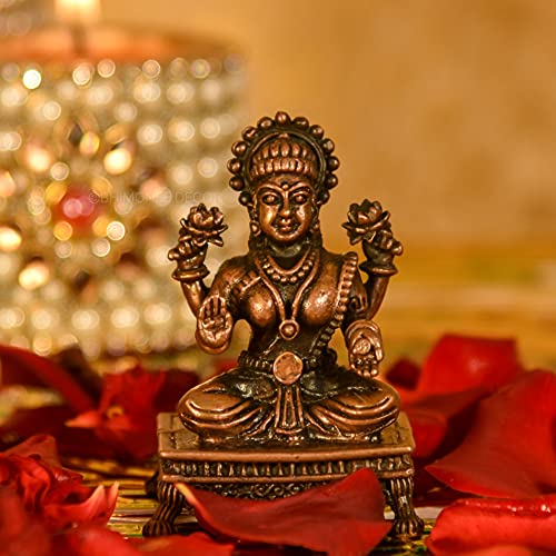  Copper Handmade Small Lakshmi 2.4 inches Sitting Idol 
