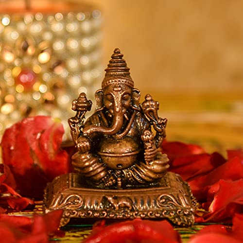 Copper Handmade Ganesha 2.1 inches Sitting Idol